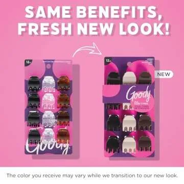 Goody SlideProof Mini Claw Clips - 12 Ct, Neutral Tones, Secure Grip Hair Styling Accessories for Women & Men, All Hair Types