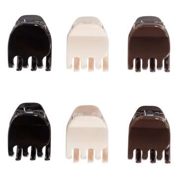 Goody SlideProof Mini Claw Clips - 12 Ct, Neutral Tones, Secure Grip Hair Styling Accessories for Women & Men, All Hair Types