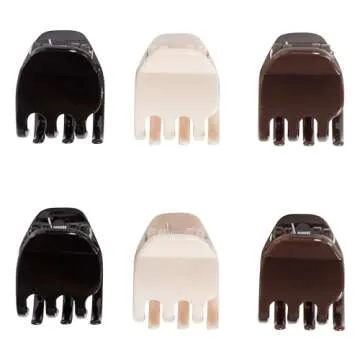 Goody SlideProof Mini Claw Clips - 12 Ct, Neutral Tones, Secure Grip Hair Styling Accessories for Women & Men, All Hair Types