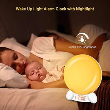 DreamSky Wake Up Light Alarm Clock with FM Radio USB Charging Port for Bedroom, Sun Rising Simulatio...