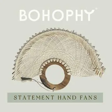 BOHOPHY Toquilla Straw Hand Fan - Eco-Friendly Handmade Palm Leaf Fan for Weddings and Home Decor