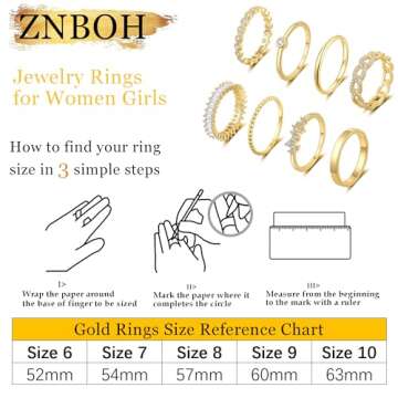 ZNBOH Gold Silver Stacking Rings Set for Women 14K Dainty