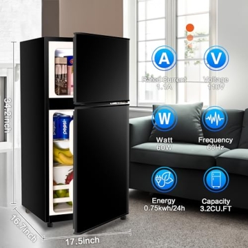 Buy Anukis Retro Mini Fridge 3.2 Cu Ft with Freezer