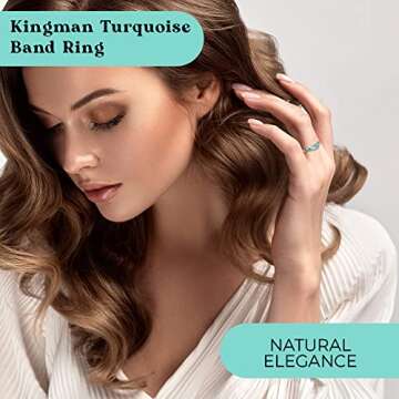 Shop LC Santa Fe Style Turquoise Ring for Women 925 Sterling Silver Band Boho Western Jewelry Birthday Gifts for Women Promise Rings Size 7 Birthday Gifts