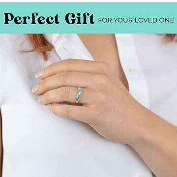 Shop LC Santa Fe Style Turquoise Ring for Women 925 Sterling Silver Band Boho Western Jewelry Birthday Gifts for Women Promise Rings Size 7 Birthday Gifts