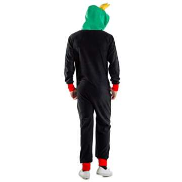 Tipsy Elves Christmas Onesies for Adults - Comfy Unisex Matching Holiday Jumpsuits with Convenient Pockets - Cozy Black Christmas Tree Toss Game Christmas Jumpsuit Size X-Large