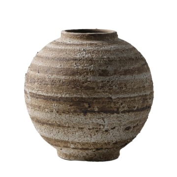 DIF DECO Ceramic Farmhouse Vase Rustic Decor,Pottery Decorative Flower Vases for Home Decor,Boho Vase for Table, Living Room,Bathroom,Shelf,Mantel Decoration,5.5 inch