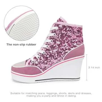 Jiu du Women’s Wedge Sequins Sneakers - Comfort & Style Combined