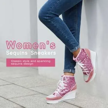 Jiu du Women’s Wedge Sequins Sneakers - Comfort & Style Combined