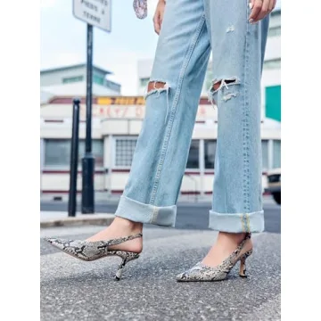 Coutgo Women’s Stylish Slingback Kitten Heels for Comfort