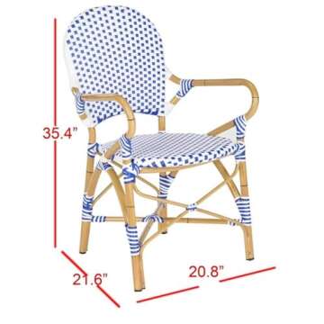 SAFAVIEH Home Collection Hooper Blue & White Indoor-Outdoor Stacking Arm Chair