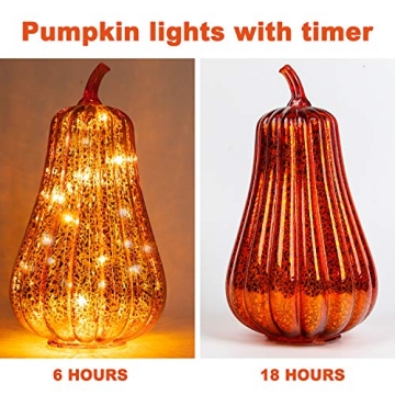 Lighted Mercury Glass Pumpkins for Fall Decor
