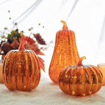 Lighted Mercury Glass Pumpkins for Fall Decor