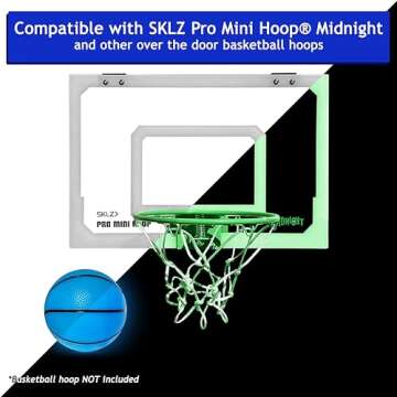 Botabee 5-Inch Glow in The Dark Small Basketball - 2 Pack Exciting Glowing Basketball Toys for Mini Hoops - Soft and Lightweight for Kids - Durable PVC Bouncy Balls - Easy-Grip Design - Blue