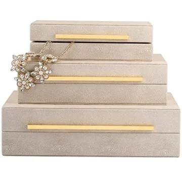 XIGEXIGE Ivory Shagreen Leather Box Set for Elegant Storage
