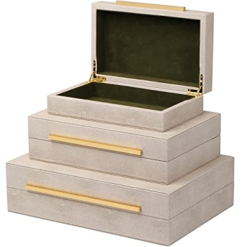 XIGEXIGE Ivory Shagreen Leather Box Set for Elegant Storage