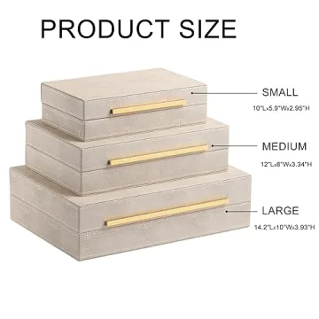 XIGEXIGE Ivory Shagreen Leather Box Set for Elegant Storage