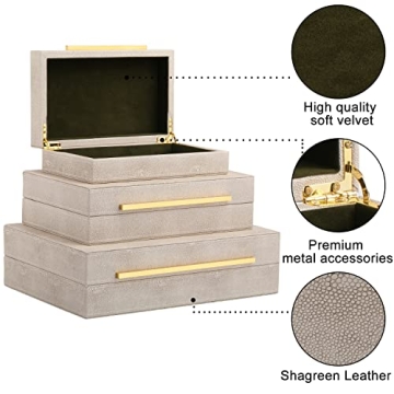 XIGEXIGE Ivory Shagreen Leather Box Set for Elegant Storage