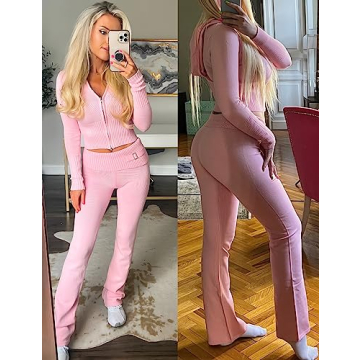 Springrain Women Sweater Sets Cozy 2 Piece Lounge Set