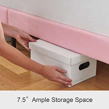 Molblly Full Bed Frame Upholstered Platform with Headboard and Strong Wooden Slats, Non-Slip and Noiseless,No Box Spring Needed, Easy Assembly,Pink