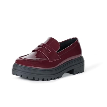 Stylish Ryan Lug Sole Loafer for Women in Burgundy Patent