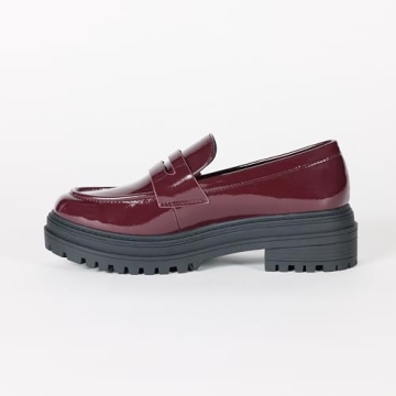 Stylish Ryan Lug Sole Loafer for Women in Burgundy Patent