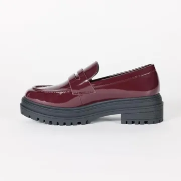 Stylish Ryan Lug Sole Loafer for Women in Burgundy Patent