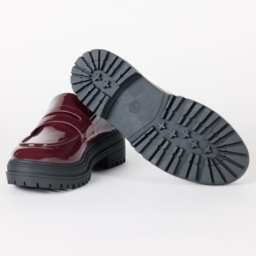 Stylish Ryan Lug Sole Loafer for Women in Burgundy Patent