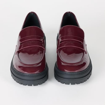 Stylish Ryan Lug Sole Loafer for Women in Burgundy Patent