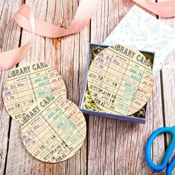 4 Pieces Vintage Library Due Date Card Coaster Set, Retro Coasters Coffee Mug Decoration with Day Stamps Design for Book Lovers, Librarian Gifts, Teacher Appreciation Gifts (Round)