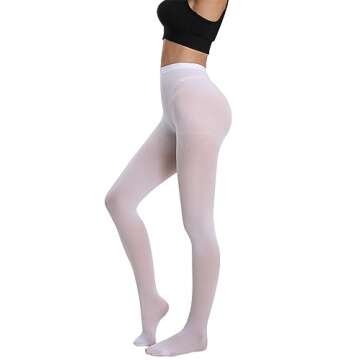 SOUTHRO Women's Opaque High Waist Tights Nylon Colorful Footed Pantyhose 80 Denier,White,Size Small-...