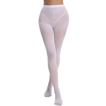SOUTHRO Women's Opaque High Waist Tights Nylon Colorful Footed Pantyhose 80 Denier,White,Size Small-Large