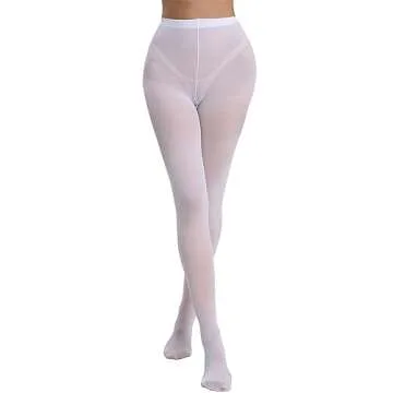 SOUTHRO Women's Opaque High Waist Tights Nylon Colorful Footed Pantyhose 80 Denier,White,Size Small-Large