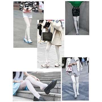 SOUTHRO Women's Opaque High Waist Tights Nylon Colorful Footed Pantyhose 80 Denier,White,Size Small-Large