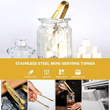 Sieral 10 Pieces Leaf Coffee Spoons, Mini Serving Tongs and Appetizer Forks Stainless Steel Sugar Cube Tongs Dessert Spoons Metal Dinner Forks for Dessert Coffee Tea (Gold)