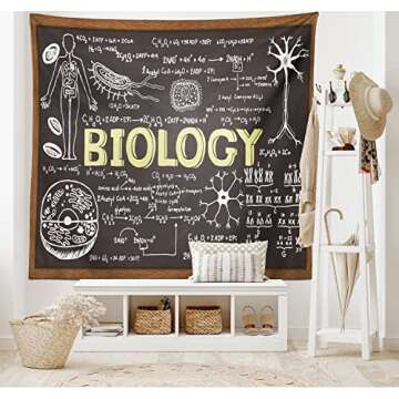 Ambesonne Science Tapestry, Chalkboard Biology Hand Written, Wide Wall Hanging for Bedroom Living Ro...