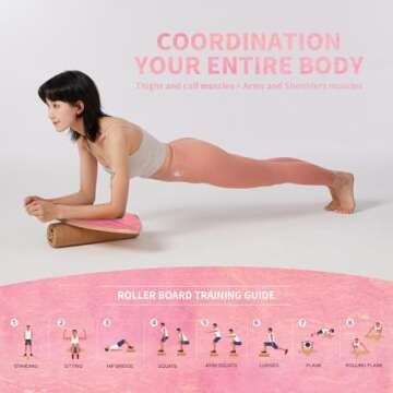 XCMAN Surf Balance Board Trainer with Roller Wooden Exercise Balancing Stability Trainer - Non Slip Surface for Adults Kids|Balance Board Surfing,Skateboarding,Hockey,Yoga