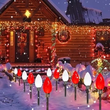 Solar Christmas Lights - 12 Pack Jumbo C9 Waterproof Decor