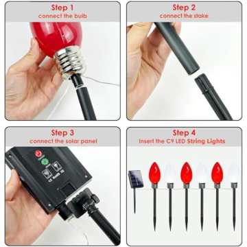 Solar Christmas Lights - 12 Pack Jumbo C9 Waterproof Decor