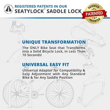 Seatylock Hybrid Saddle Bike Lock - Multi Patent 2 in 1 Locking Bike Doubles As Seat or Bicycle Guard - Innovative Lightweight Anti Theft Bicycle Lock and Saddle with Keys