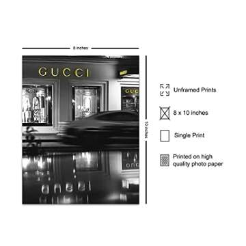 Poster of Gucci Wall Art Decorations - 8x10 Glam Designer Wall Decor - Luxury High Fashion Design Wa...