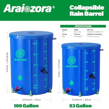 Durable 100 Gallon Collapsible Rain Barrel for Water Storage