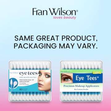 Fran Wilson EYE TEES COTTON TIPS 80 Count (3 PACK) - Precision Makeup Applicator, Double-sided Swabs...