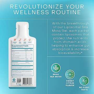Organic Irish Sea Moss Gel - 30x15ml Sachets I Liposomal Seamoss Pouches, On-The-Go Raw Vitamins for...