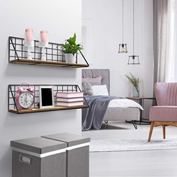 Chic Sorbus Floating Shelves Wall Mounted Rustic Wood Set