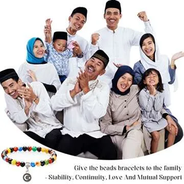 Jadive 7 Pcs Islamic Tasbih Prayer Beads Muslim Bracelets 33-Bead 6mm Round Bead Misbaha and Tasbih Bracelet Muslim Rosary Jewelry for Women Islam Gifts Eid Gifts(Fresh Style)