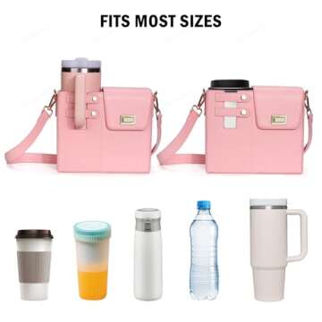 Outdoor Portable Crossbody Water Cup Storage Bag, Crossbody Bag with Sports Water Bottle Holder for Women, Crossbody Cup Holder Bag, Crossbody Cup Storage Bag Compatible with Most Water Bottles(Pink)