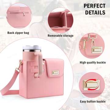 Outdoor Portable Crossbody Water Cup Storage Bag, Crossbody Bag with Sports Water Bottle Holder for Women, Crossbody Cup Holder Bag, Crossbody Cup Storage Bag Compatible with Most Water Bottles(Pink)