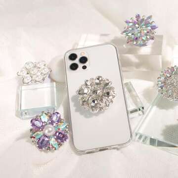 DALSTONE Bling Bling Flower Shape Phone Grip & Stand