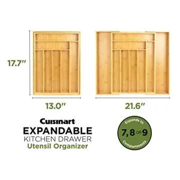 Cuisinart Adjustable Bamboo Utensil Organizer for Silverware